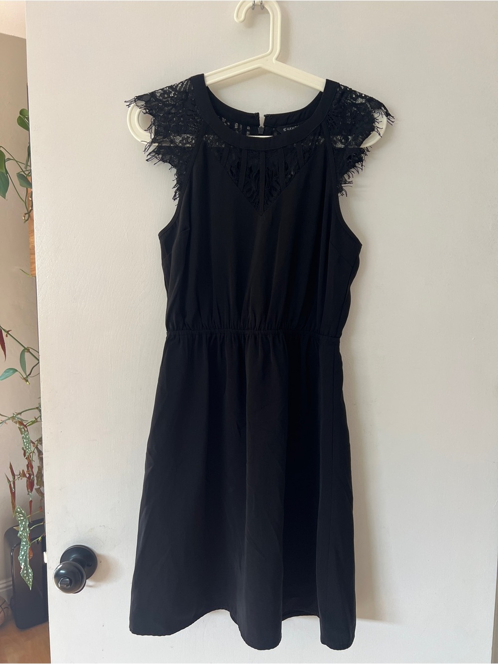 41 Hawthorn Black Lace-Trim Sleeveless Mini Dress